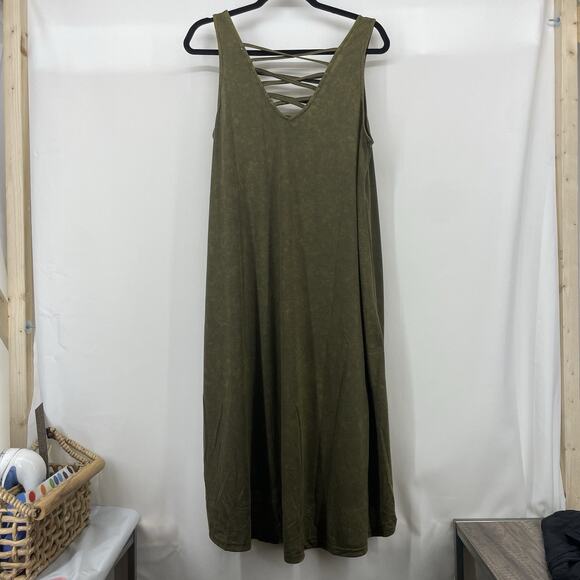 Hayden Size M‎ High Low Tank Dress Olive Forest Fairy Grunge Boho Festival Flowy - Picture 4 of 5